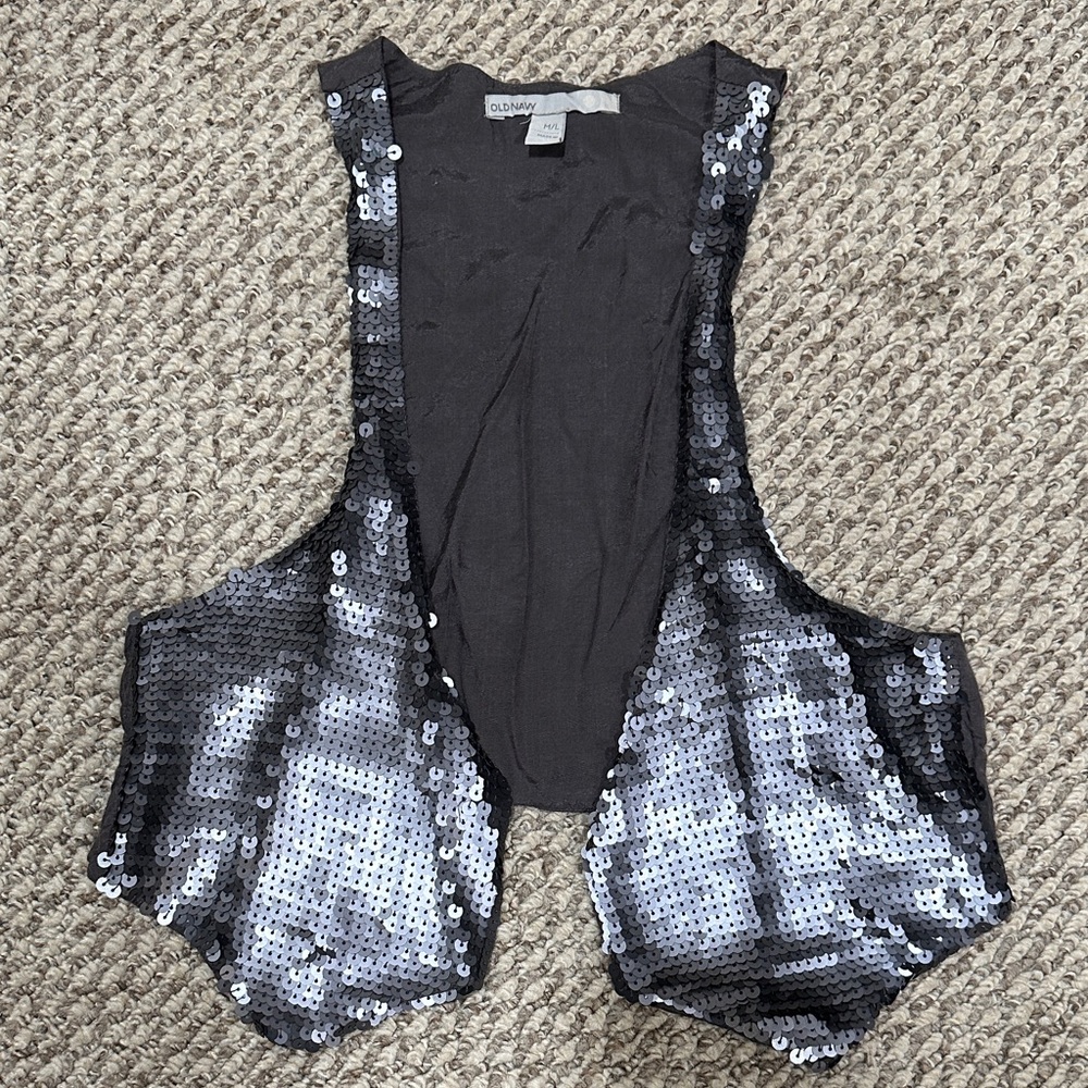 Old Navy Black Sequin Vest Top
